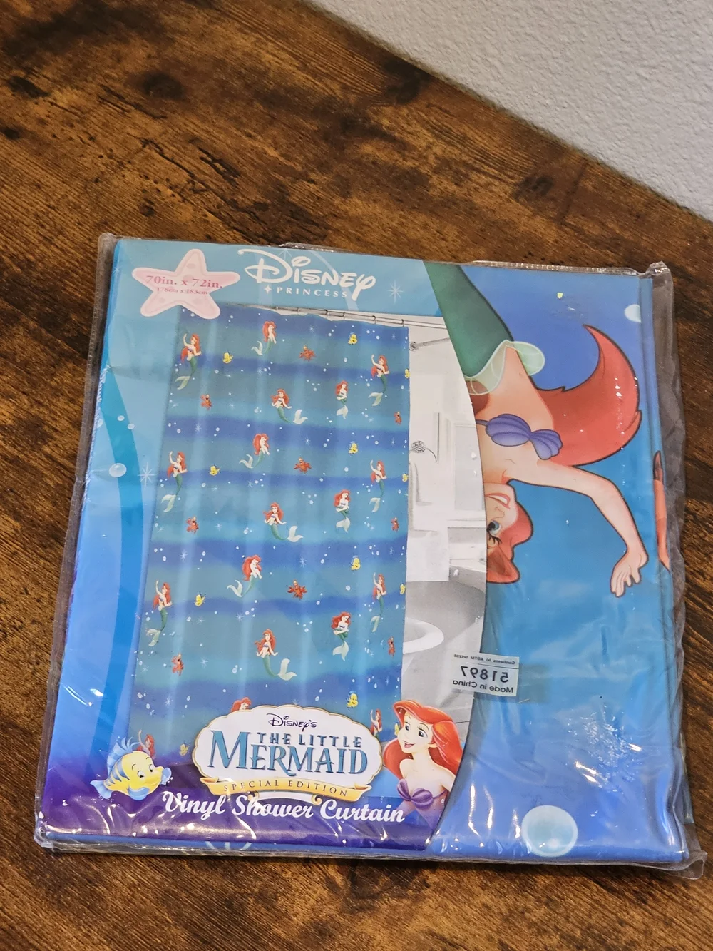 NWT Vintage Disney The Little Mermaid Vinyl Shower Curtain